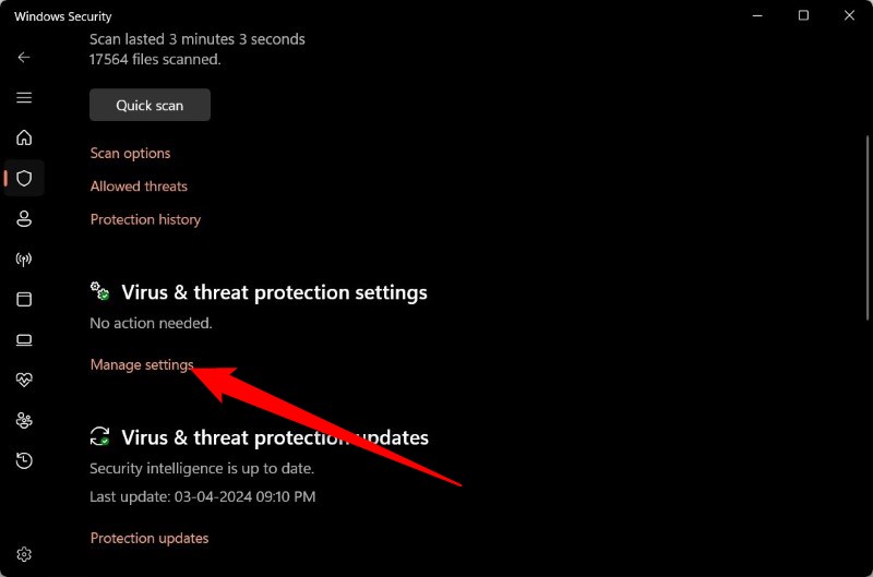 gestisci impostazioni protezione da virus e minacce