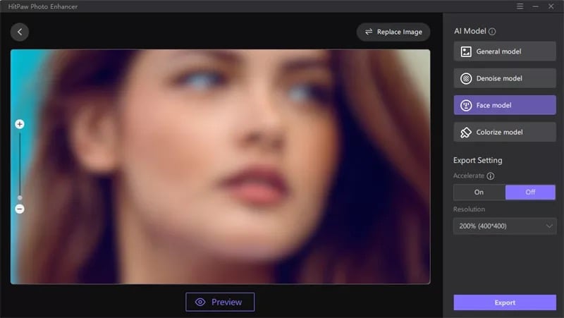 selecting ai model in hitpaw photo enhancer