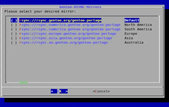 mirrorselect - miroirs rsync