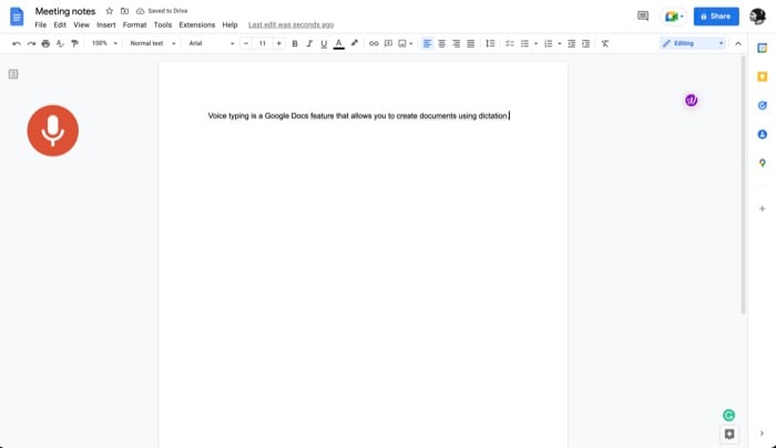 Transkription der Sprachsteuerung von Google Docs