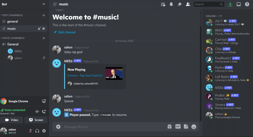 MEE6 Discord Musik Bot