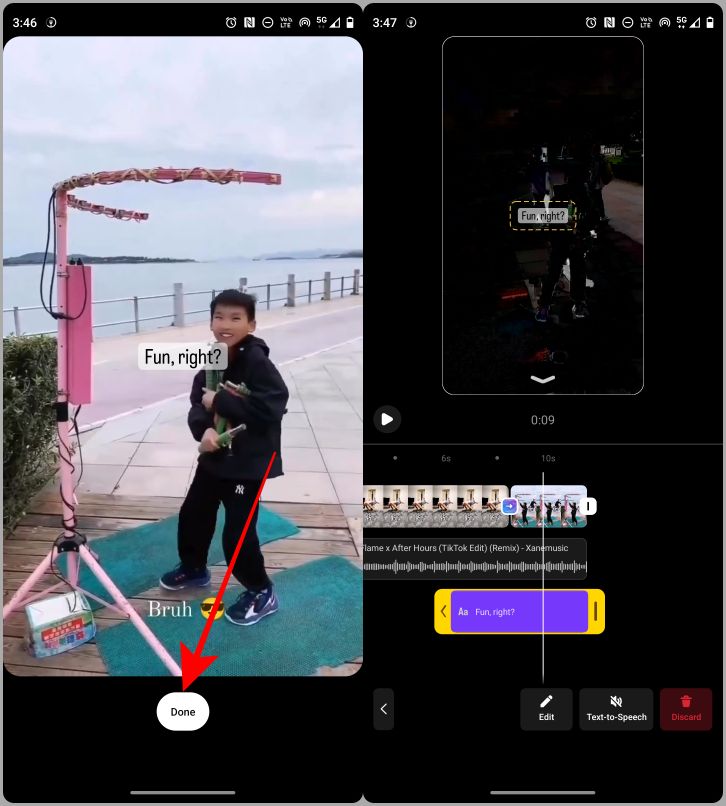 ajout de texte aux reels sur instagram étape 2