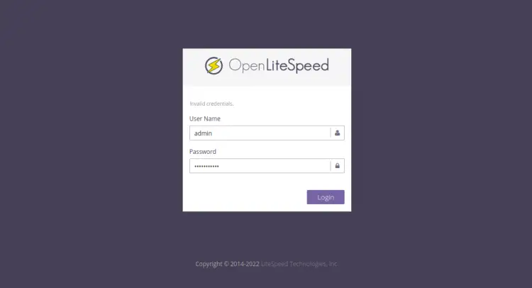 Accesso OpenLiteSpeed