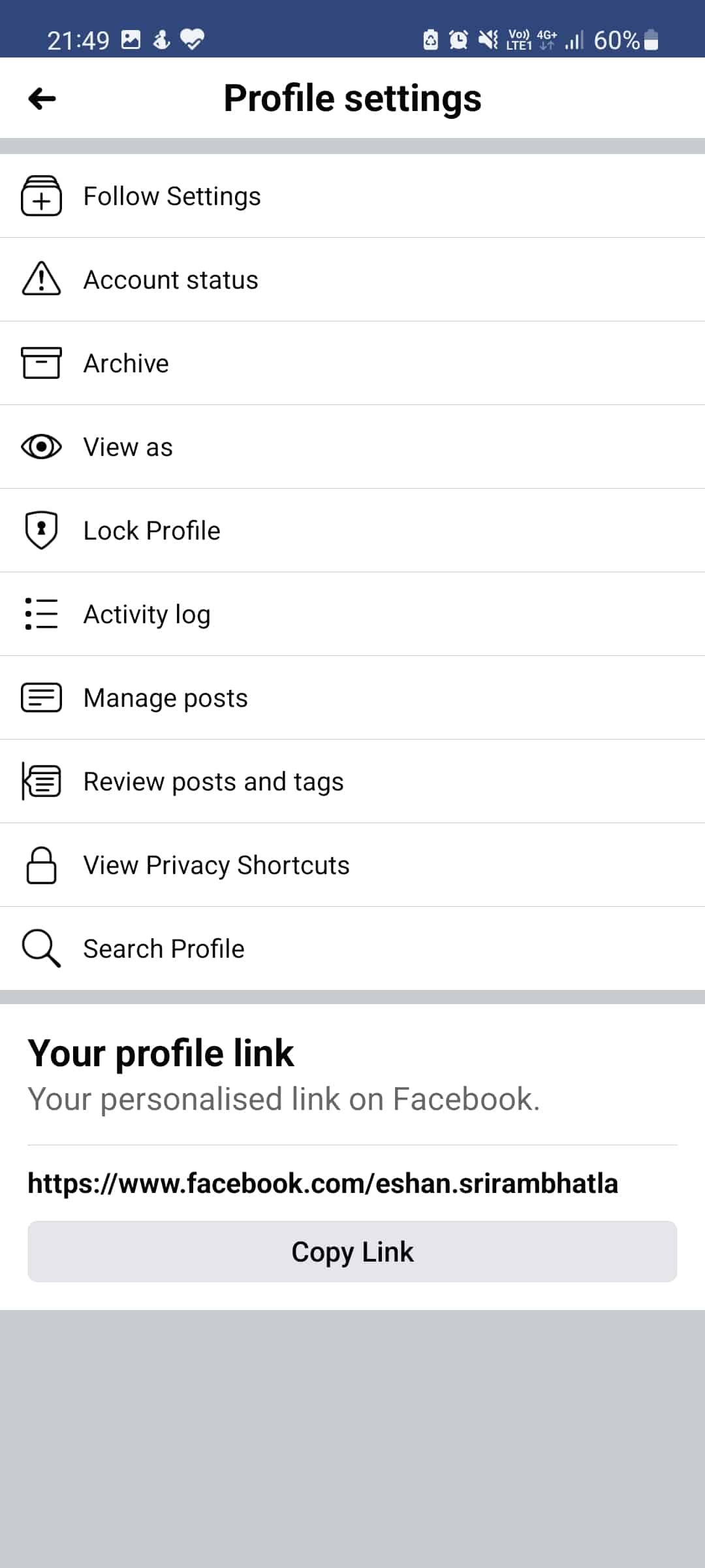 Блокировка профиля Facebook