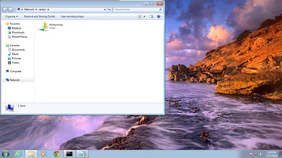 WindowsでSambaと共有されたフォルダーをブラウズ
