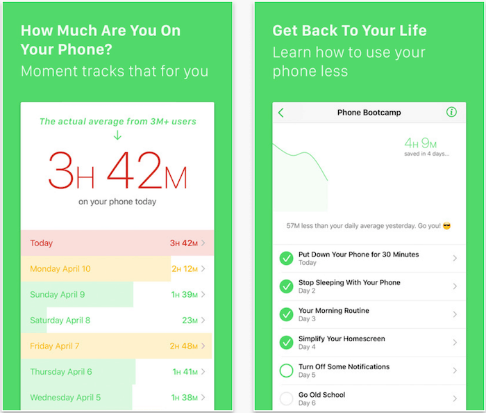 wie man sich von seiner smartphone-sucht trennt - moment ios screenshots