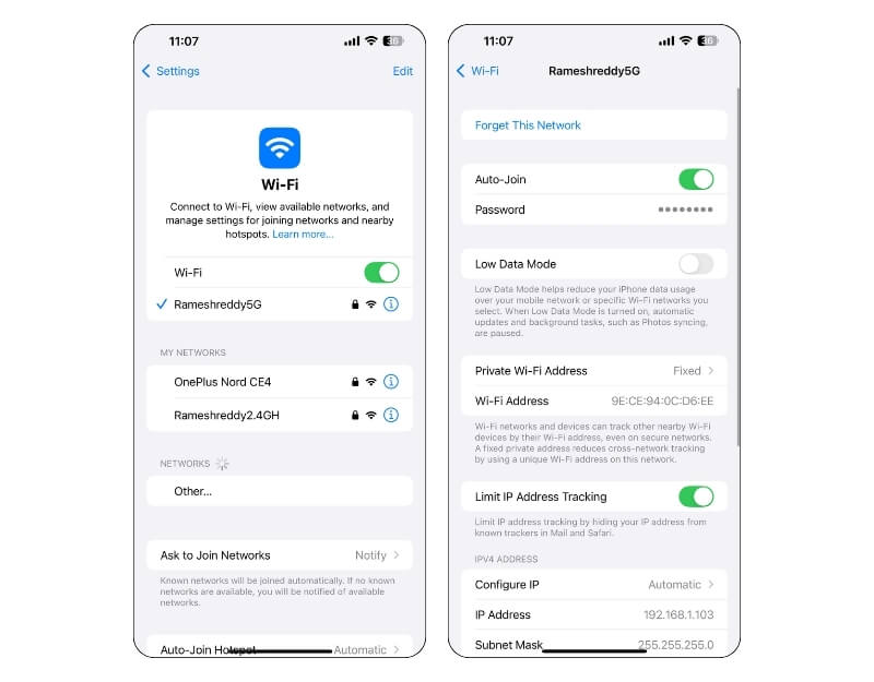 forget network on other devices