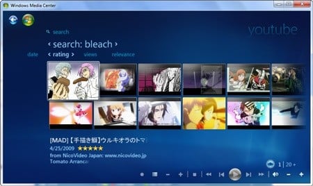 watch streaming videos on windows media center