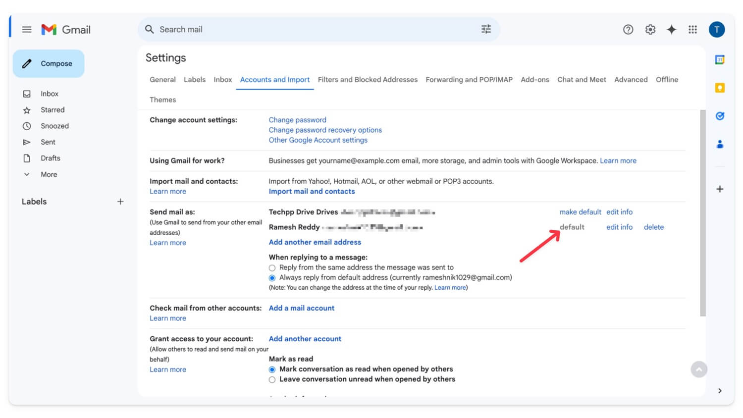 make the new gmail as default
