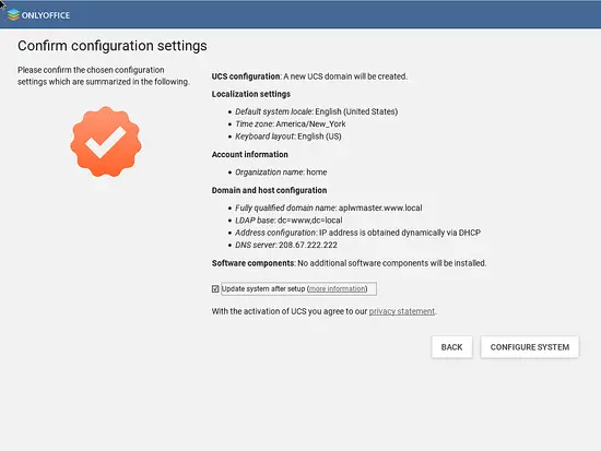 Bestätigen Sie die Konfigurationseinstellungen