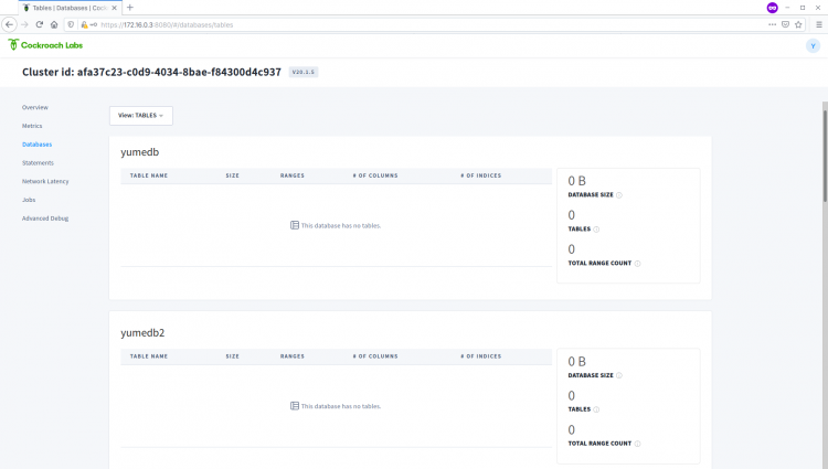 Controlla il database dalla dashboard di CockroachDB