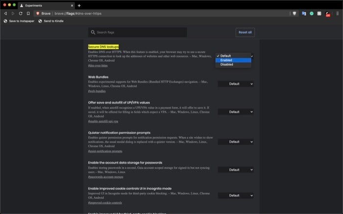 enable dns over https