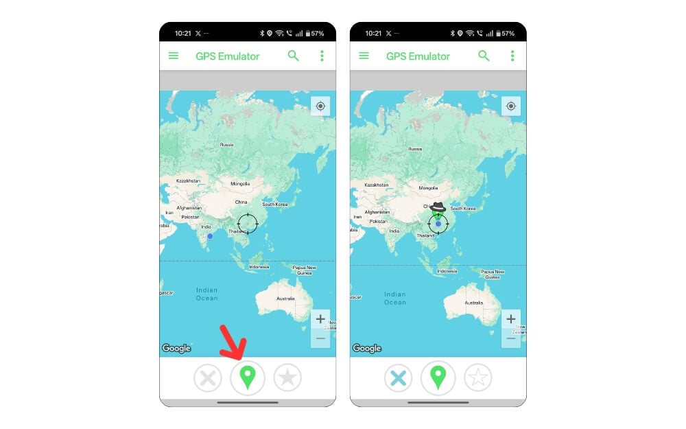 как выбрать местоположение в приложении-эмуляторе GPS