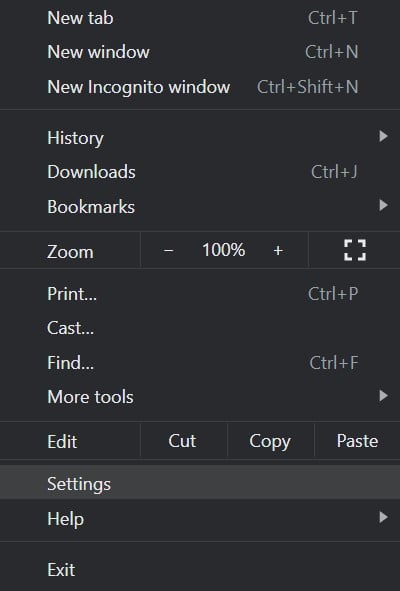 chrome settings