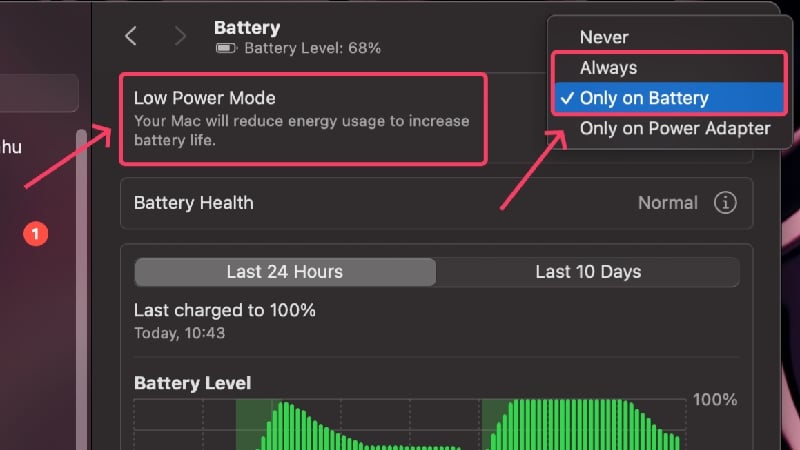 省電力モードをオンにする