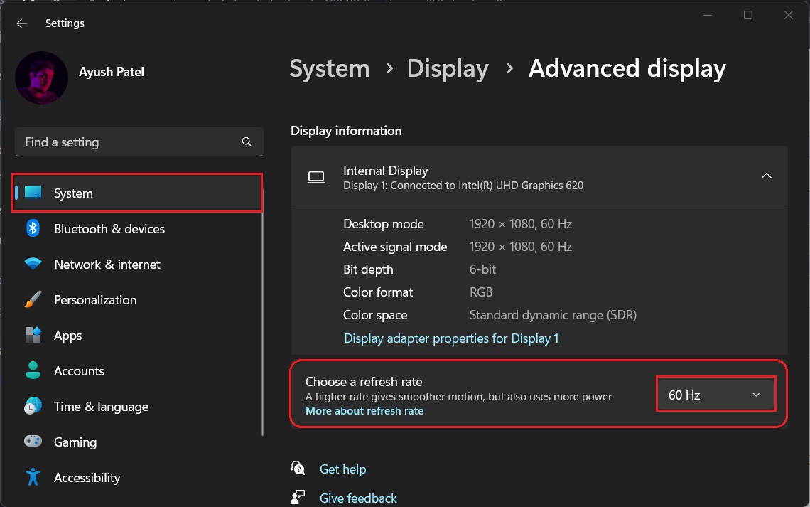 utilizzando la frequenza di aggiornamento dinamica su laptop con display ad alta frequenza di aggiornamento