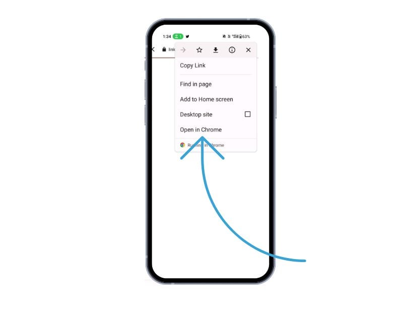 imagen mostrando la opción abrir en chrome en la aplicación telegram