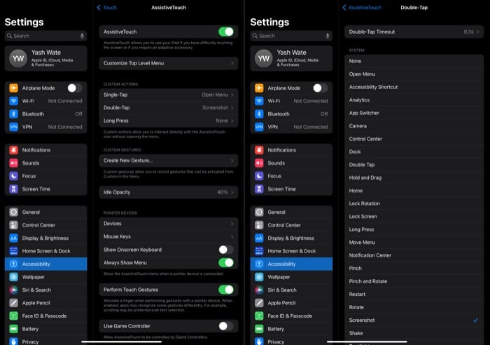 захват скриншота на ipad с использованием assistivetouch