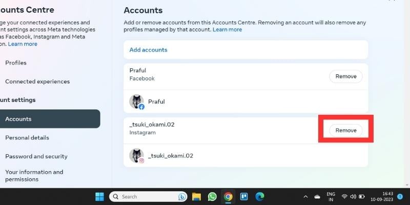 come scollegare facebook e instagram utilizzando il web di facebook 6