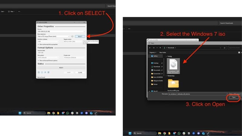 seleziona il file iso di windows 7