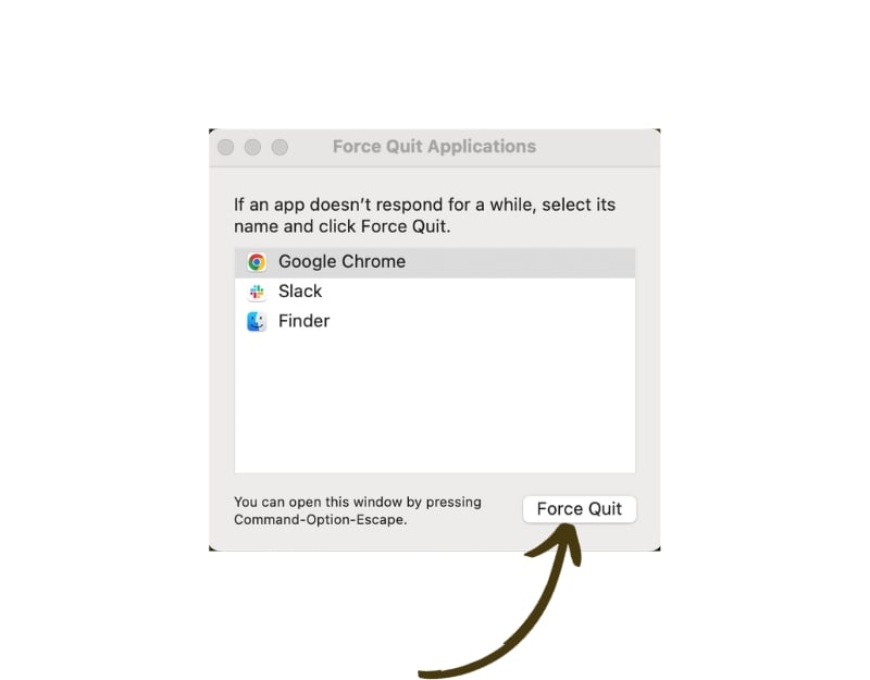 forzar salida de aplicaciones en mac a través de la función de forzar salida