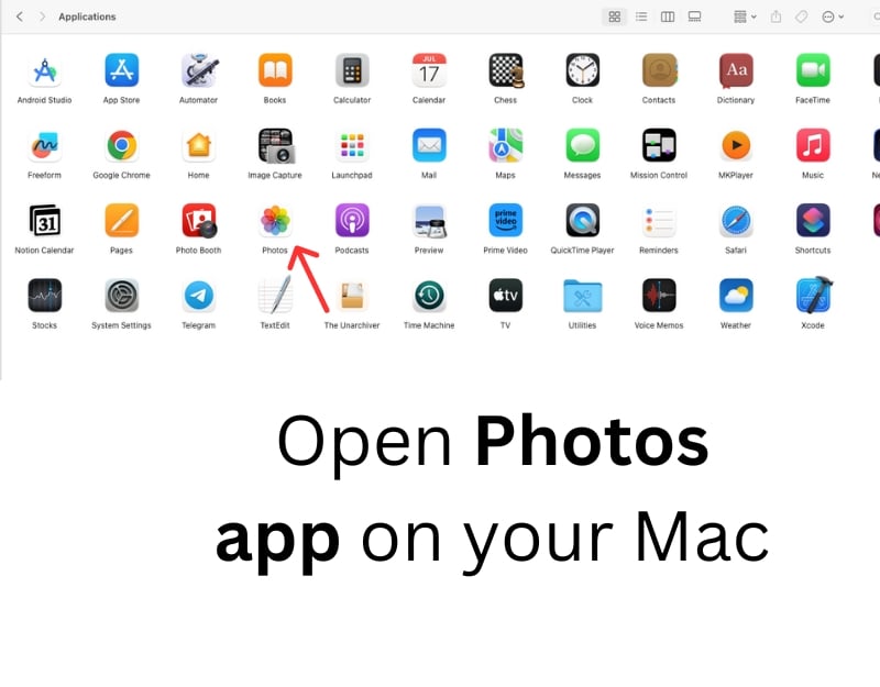 apri l'app foto sul tuo mac