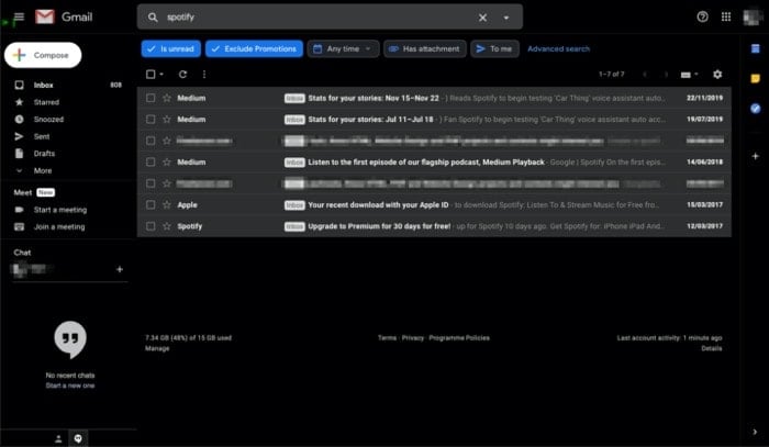 Gmail検索チップの使用