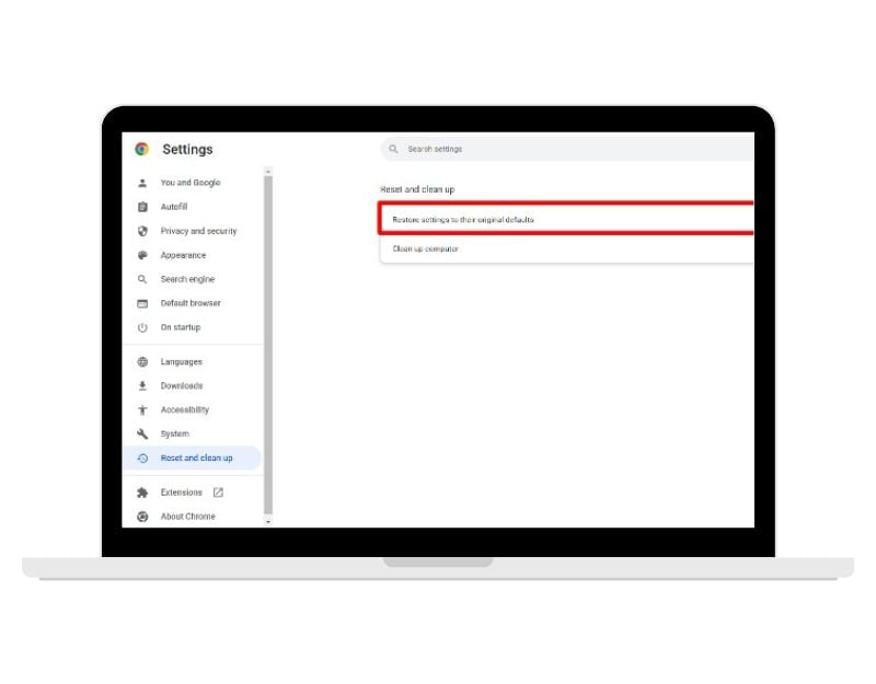 imagen mostrando restablecer google chrome