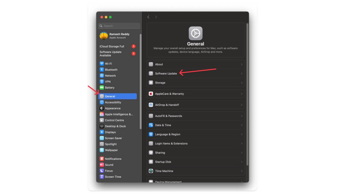 configurações gerais do mac