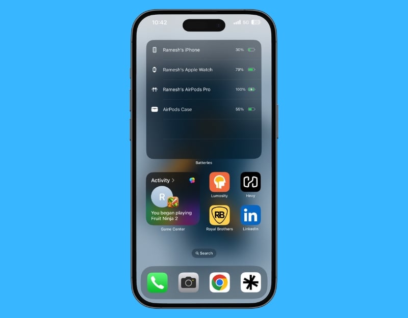Batterie-Widget auf AirPods