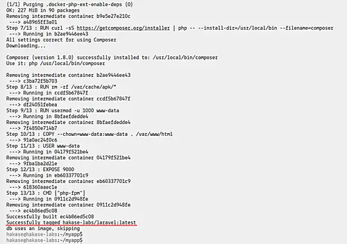 NginxとMySQLサービスを使用してLaravelをビルド