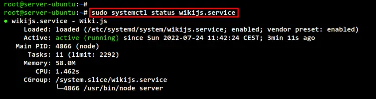 проверить службу wikijs