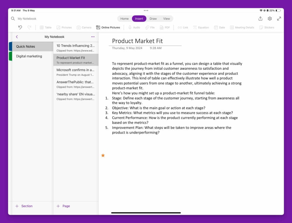iPad用Microsoft OneNote