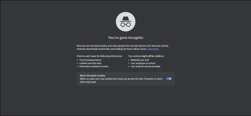 imagen mostrando google chrome en modo incógnito