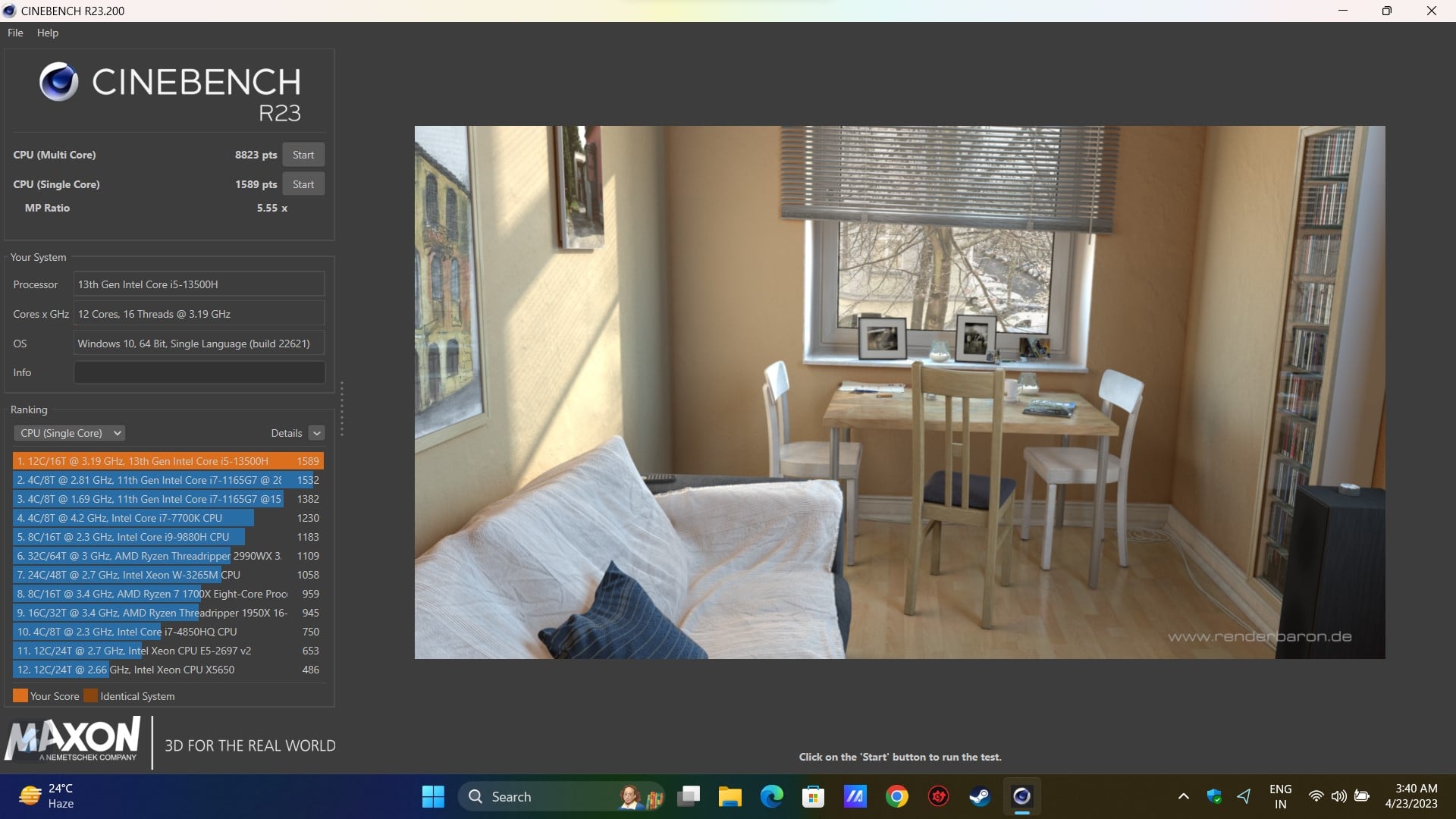 reseña asus vivobook s15 oled: cinebench 2