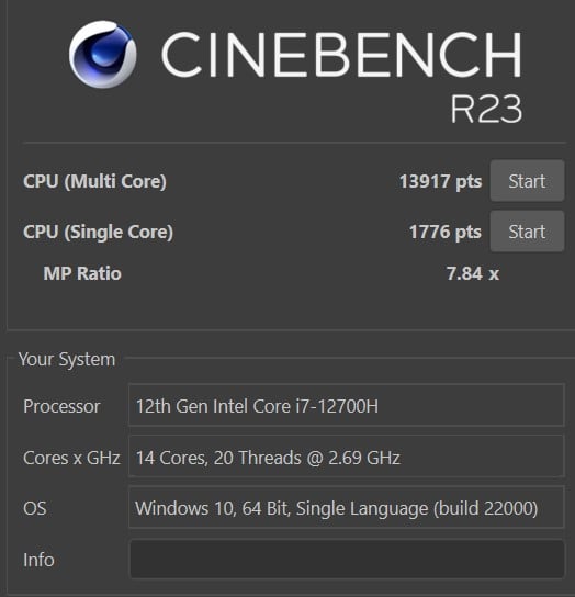 critique acer predator triton 500 ft. intel 12th gen alder lake cpu - acer benchmark mode normal