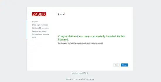 Zabbix erfolgreich installiert
