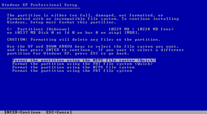 Windows XPインストール