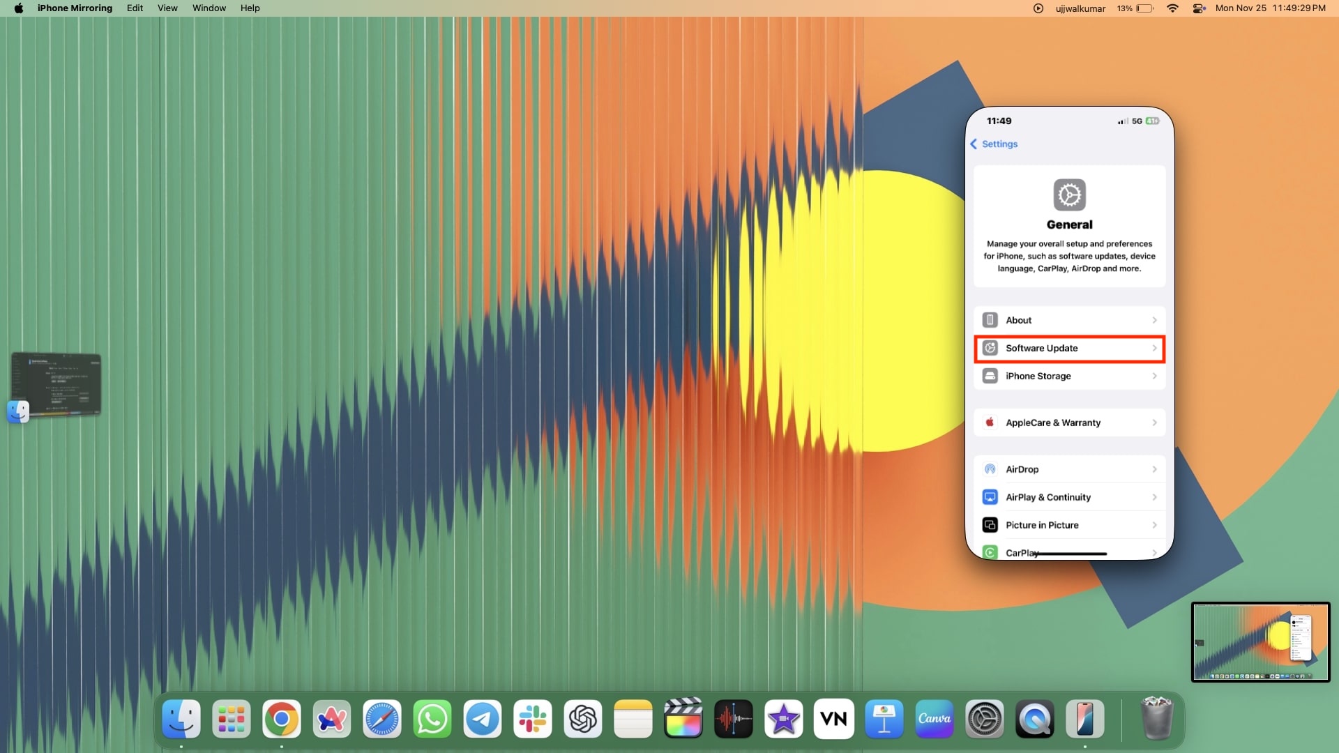 atualização de software