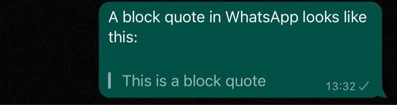 una citazione in blocco in whatsapp.
