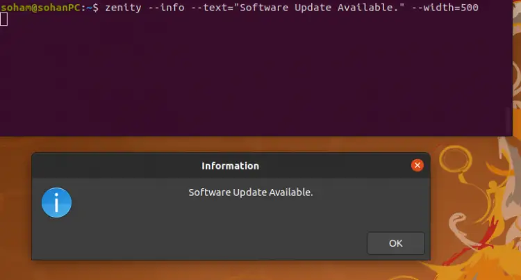 Afficher le texte d'information dans un dialogue en utilisant un script bash