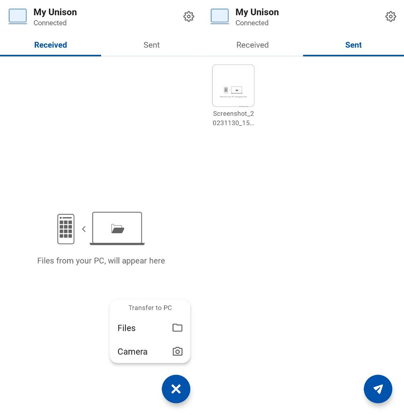 trasferire file con intel unison