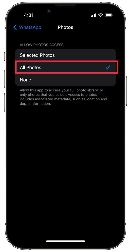 acceso a fotos de whatsapp ios