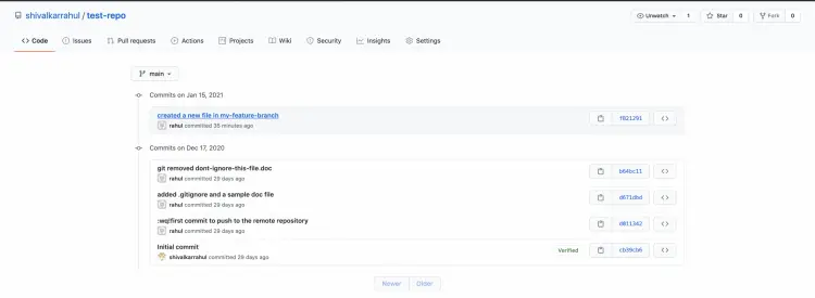 Commit non disponible sur le distant