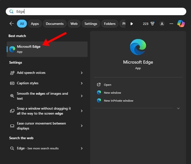 Microsoft Edgeブラウザ