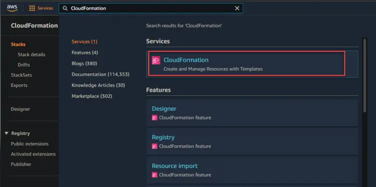 перейдите в свою CloudFormation