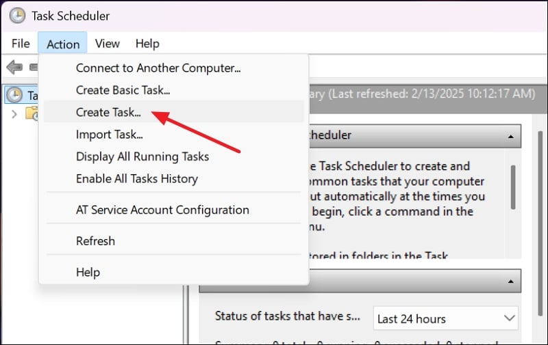 crear tarea en el programador de tareas