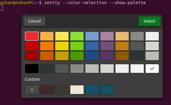 Sélecteur de couleur de script bash