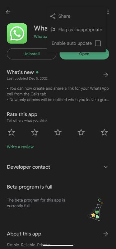 отключение автообновления для whatsapp на android