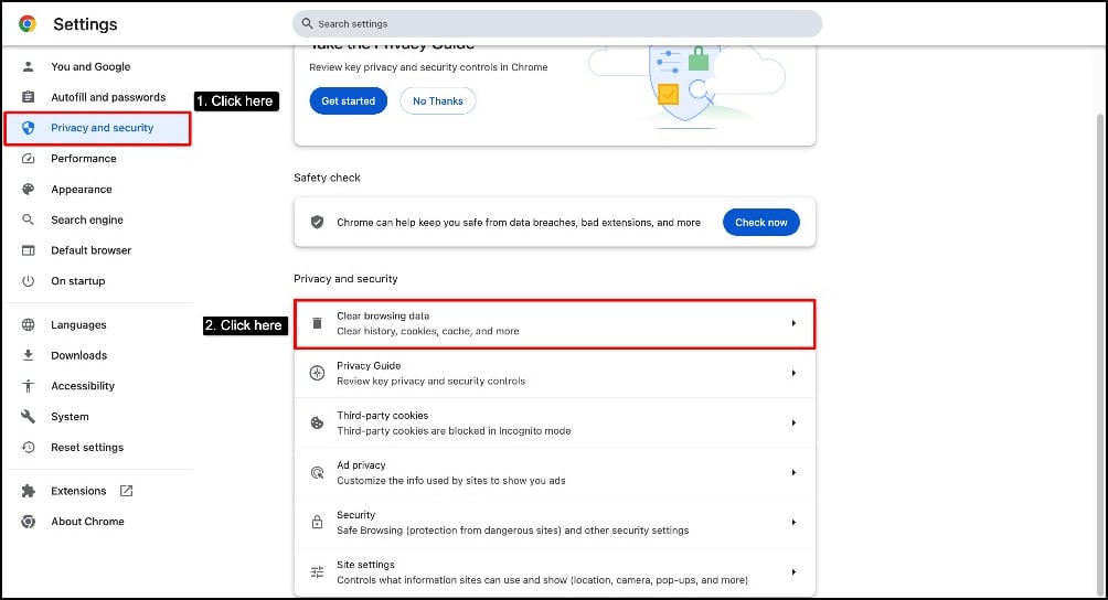 Google Chrome Datenschutz- und Sicherheitseinstellungen